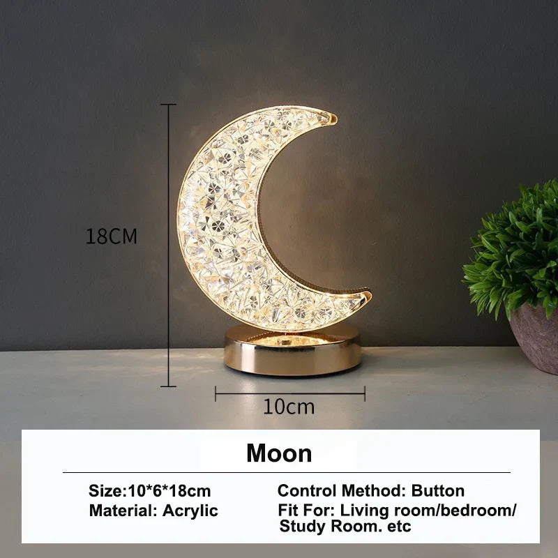 3D Crystal LED Night Light | Rechargeable Touch Dimming Lamp-Zavy Home