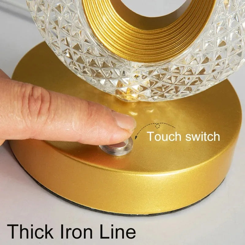 3D Crystal LED Night Light | Rechargeable Touch Dimming Lamp-Zavy Home