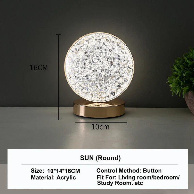 3D Crystal LED Night Light | Rechargeable Touch Dimming Lamp-Zavy Home