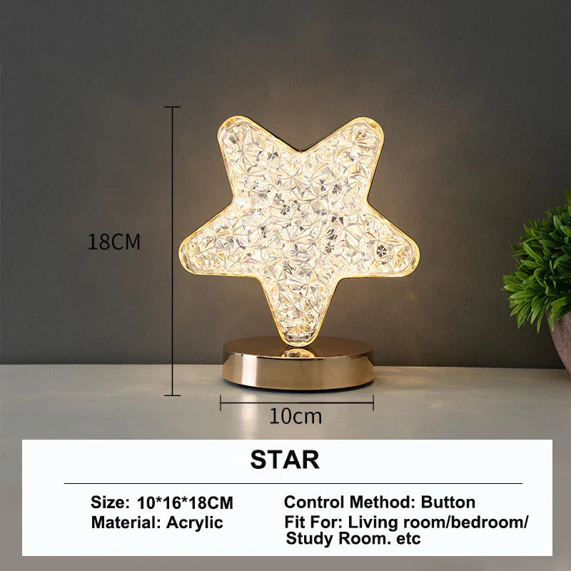 3D Crystal LED Night Light | Rechargeable Touch Dimming Lamp-Zavy Home