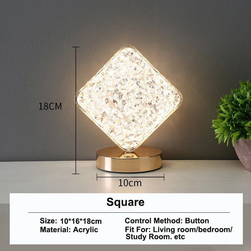 3D Crystal LED Night Light | Rechargeable Touch Dimming Lamp-Zavy Home