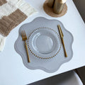 Luxury Round Faux Leather Placemats with Embossed Flower Design-Zavy Home