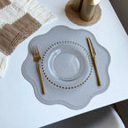 Luxury Round Faux Leather Placemats with Embossed Flower Design-Zavy Home
