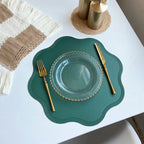 Luxury Round Faux Leather Placemats with Embossed Flower Design-Zavy Home