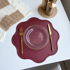 Luxury Round Faux Leather Placemats with Embossed Flower Design-Zavy Home