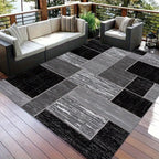 Modern Black & Grey Outdoor Rug | Stylish Patio Mat for Any Space-Zavy Home