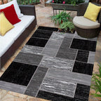Modern Black & Grey Outdoor Rug | Stylish Patio Mat for Any Space-Zavy Home