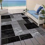 Modern Black & Grey Outdoor Rug | Stylish Patio Mat for Any Space-Zavy Home