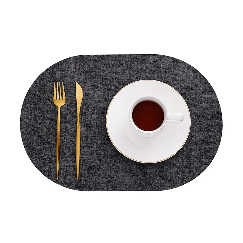 Oval Faux Leather Placemats | Heat Resistant & Non-Slip Design-Zavy Home