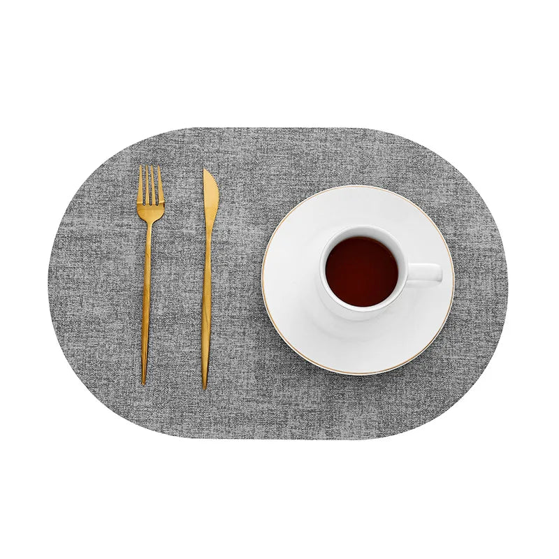 Oval Faux Leather Placemats | Heat Resistant & Non-Slip Design-Zavy Home