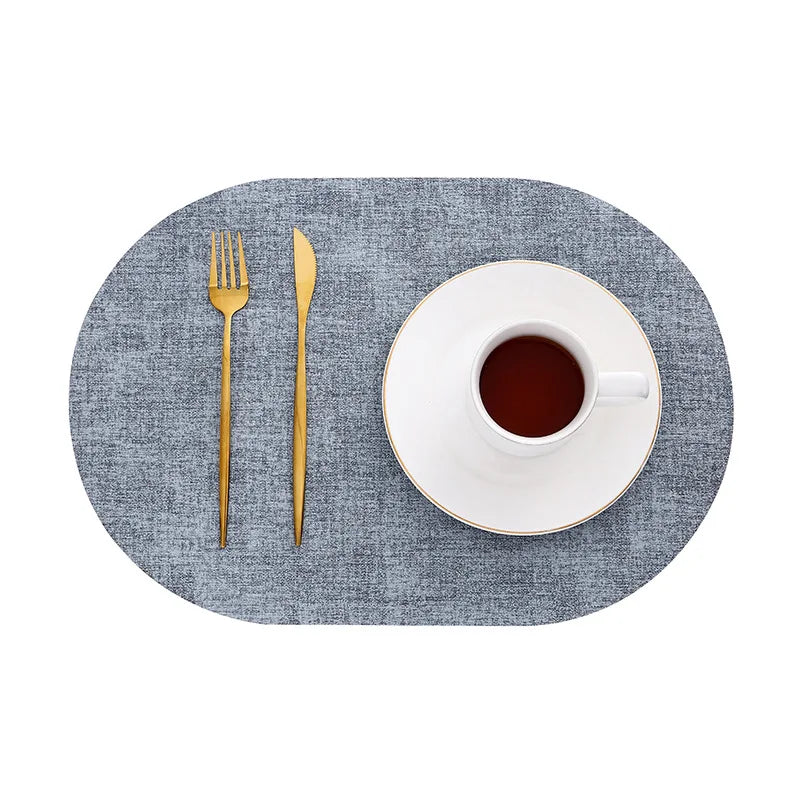 Oval Faux Leather Placemats | Heat Resistant & Non-Slip Design-Zavy Home