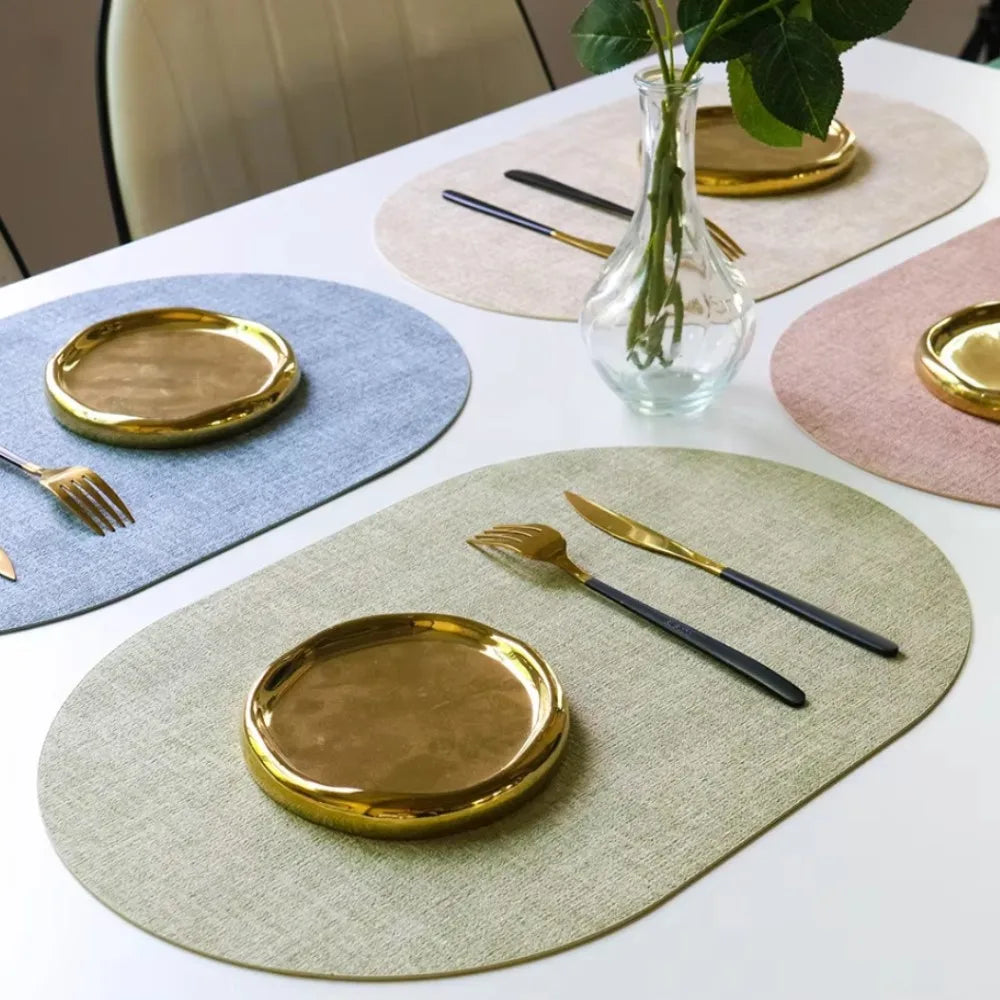 Oval Faux Leather Placemats | Heat Resistant & Non-Slip Design-Zavy Home