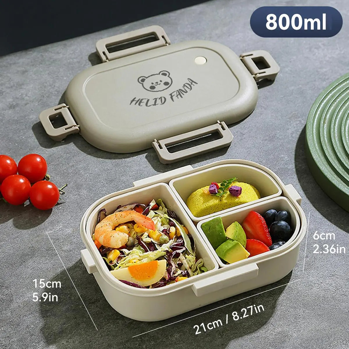 Portable Leak-Proof Bento Lunch Box with 3 Compartments-Zavy Home