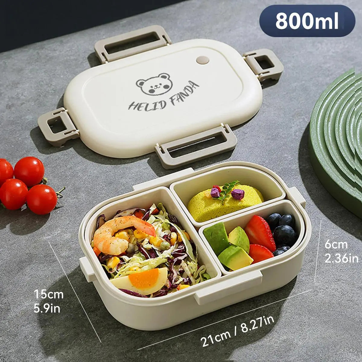 Portable Leak-Proof Bento Lunch Box with 3 Compartments-Zavy Home