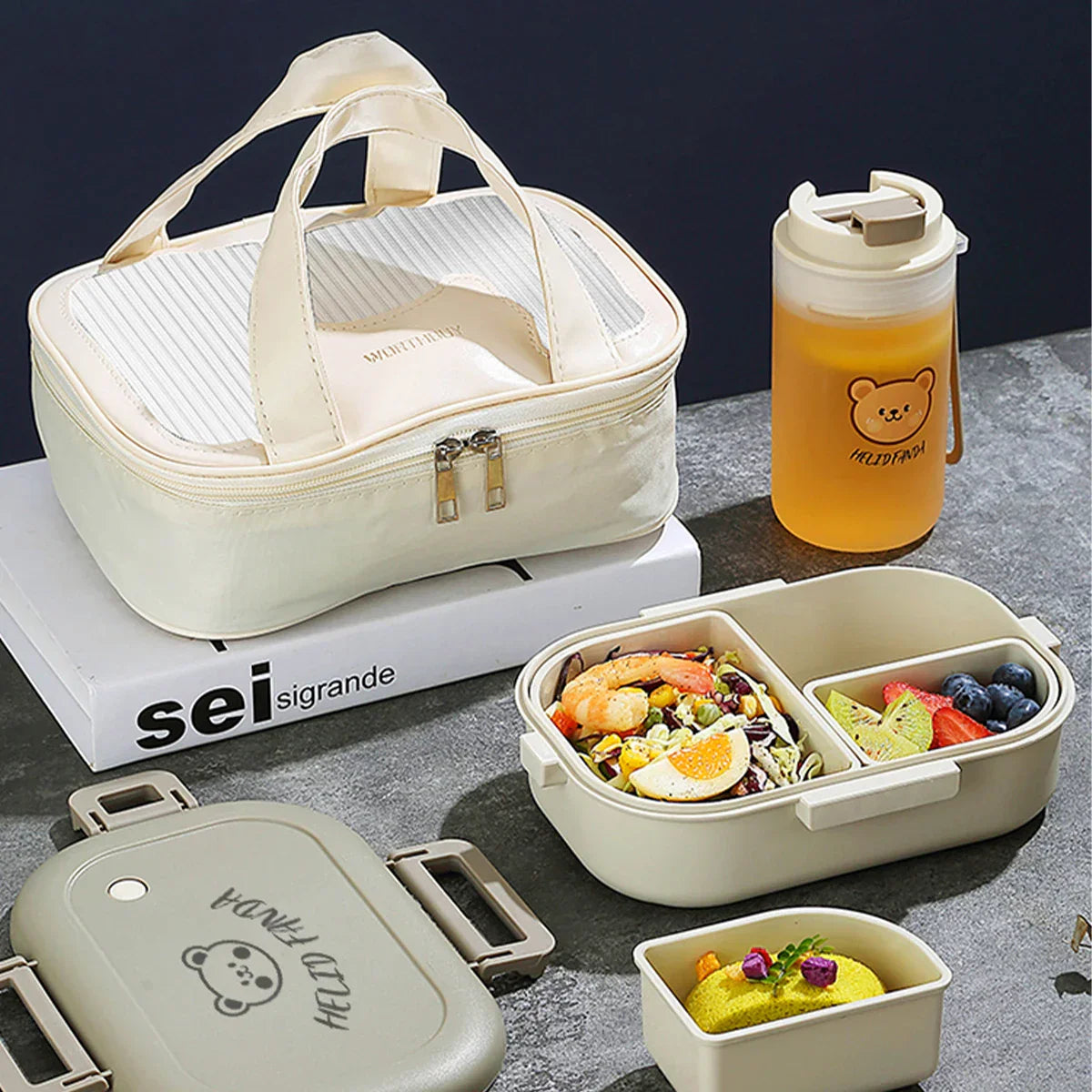 Portable Leak-Proof Bento Lunch Box with 3 Compartments-Zavy Home