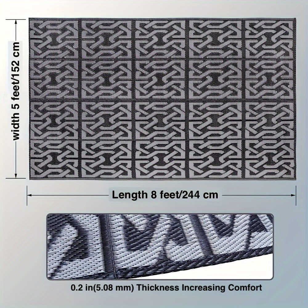 Reversible Outdoor Rug | Modern Black and Grey Patio Mat-Zavy Home