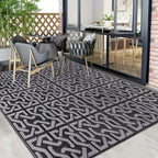 Reversible Outdoor Rug | Modern Black and Grey Patio Mat-Zavy Home