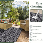 Reversible Outdoor Rug | Modern Black and Grey Patio Mat-Zavy Home