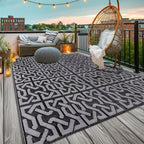 Reversible Outdoor Rug | Modern Black and Grey Patio Mat-Zavy Home