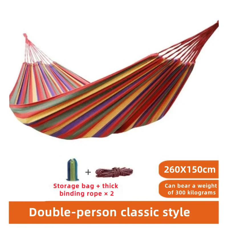 Striped Double Swing Bed Canvas Hammock for Indoor & Outdoor Use-Zavy Home