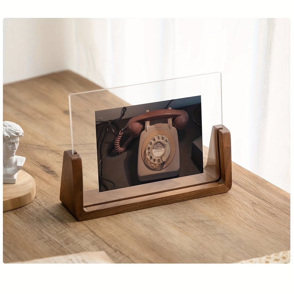 U-Shaped Acrylic and Wood Photo Frame | Modern Minimalist Design-Zavy Home