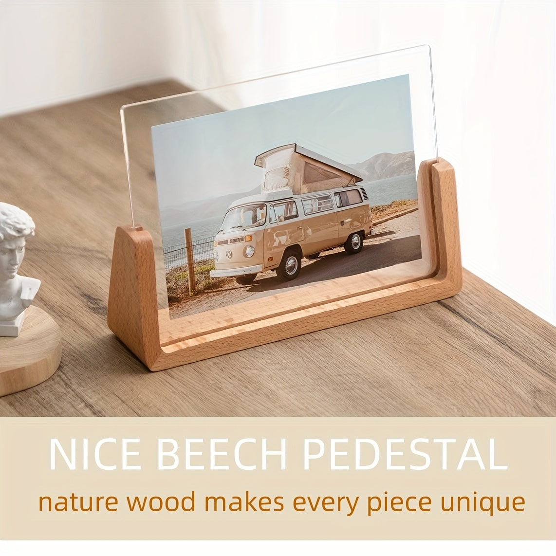 U-Shaped Acrylic and Wood Photo Frame | Modern Minimalist Design-Zavy Home