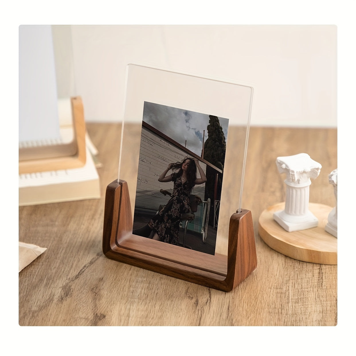 U-Shaped Acrylic and Wood Photo Frame | Modern Minimalist Design-Zavy Home